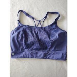 Livi Active Purple Lace-Front Sports Bralette 28 Plus Size